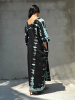 MALA handworks Olivia Cotton Kaftan in Black and Blue Tie Dye