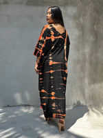 Mala Handworks Olivia Cotton Kaftan in Black and Orange Tie Dye