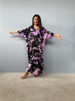 Mala Handworks Olivia Cotton Kaftan in Black and Purple Tie Dye
