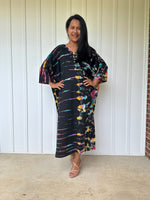 MALA handworks  Olivia Kaftan in Black and Rainbow Tie Dye