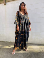 Olivia Cotton Kaftan in Black Rainbow Tie Dye - Mala Handworks