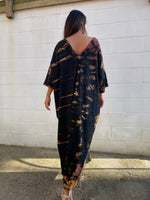 Olivia Cotton Kaftan in Black Rainbow Tie Dye - Mala Handworks