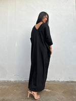 Olivia Cotton Kaftan in Black - Mala Handworks