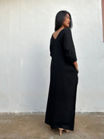 Olivia Cotton Kaftan in Black - Mala Handworks