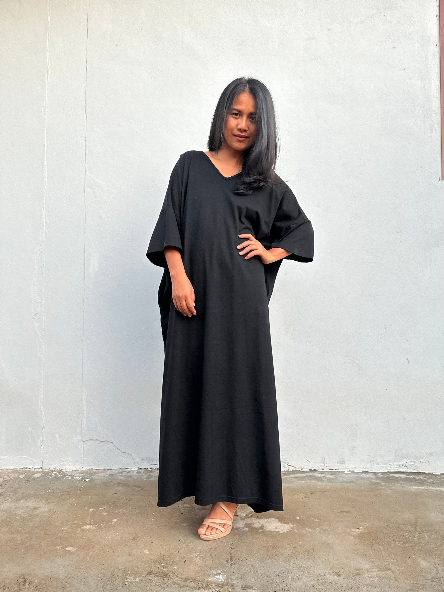 Olivia Black Kaftan front view