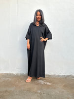 Olivia Cotton Kaftan in Black - Mala Handworks