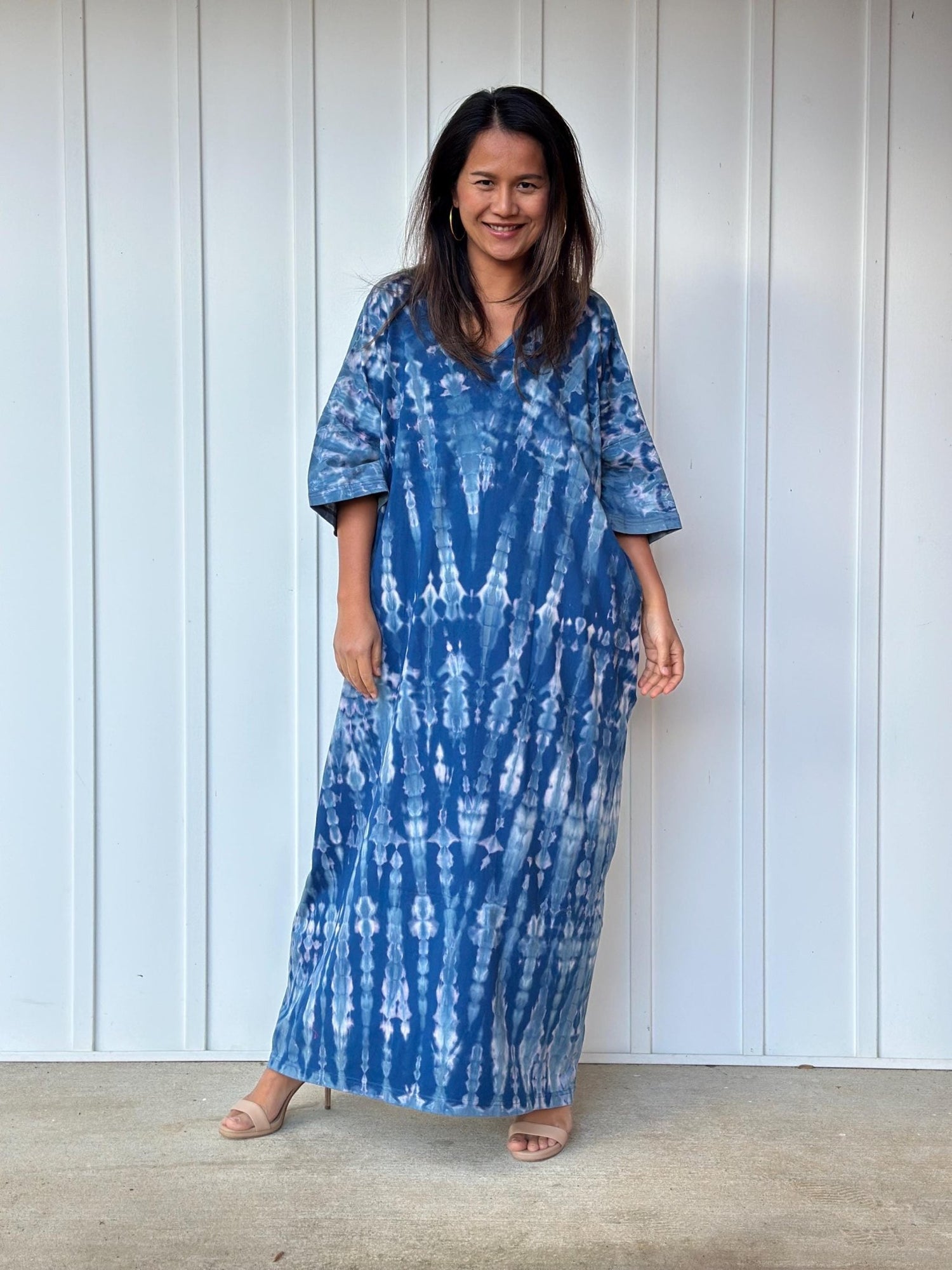 Mala Handworks Olivia Cotton Kaftan in Blue Tie Dye