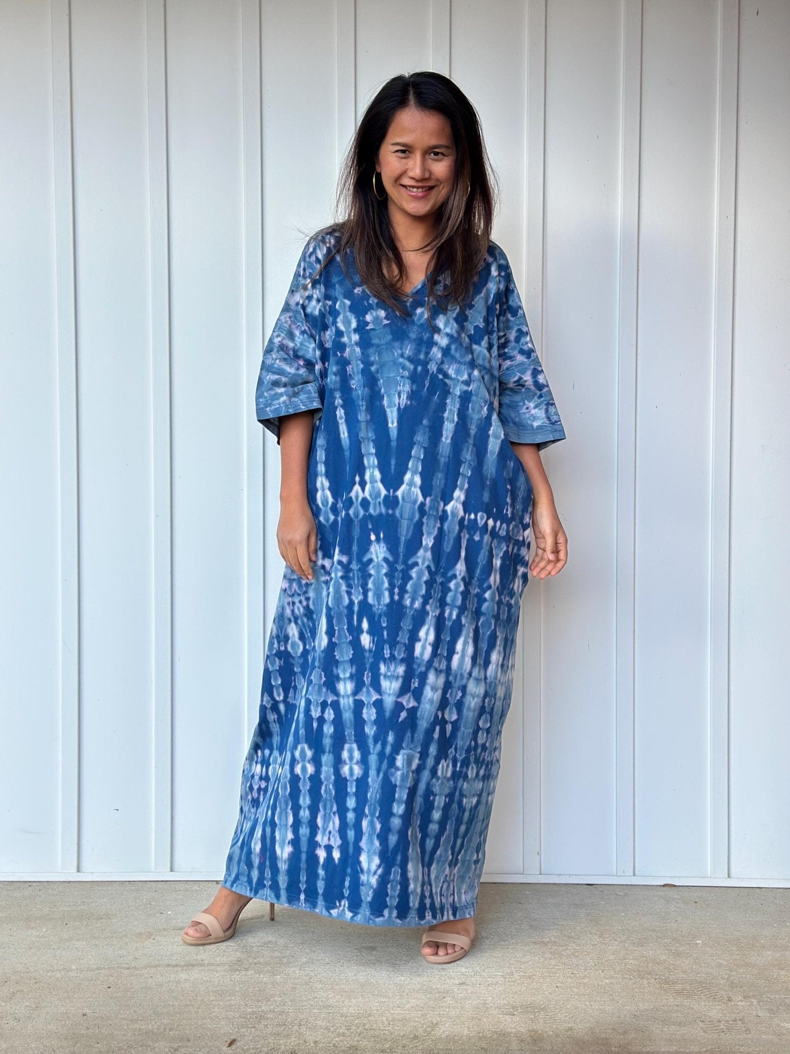 Mala Handworks Olivia Cotton Kaftan in Blue Tie Dye