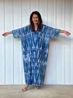Mala Handworks Olivia Cotton Kaftan in Blue Tie Dye