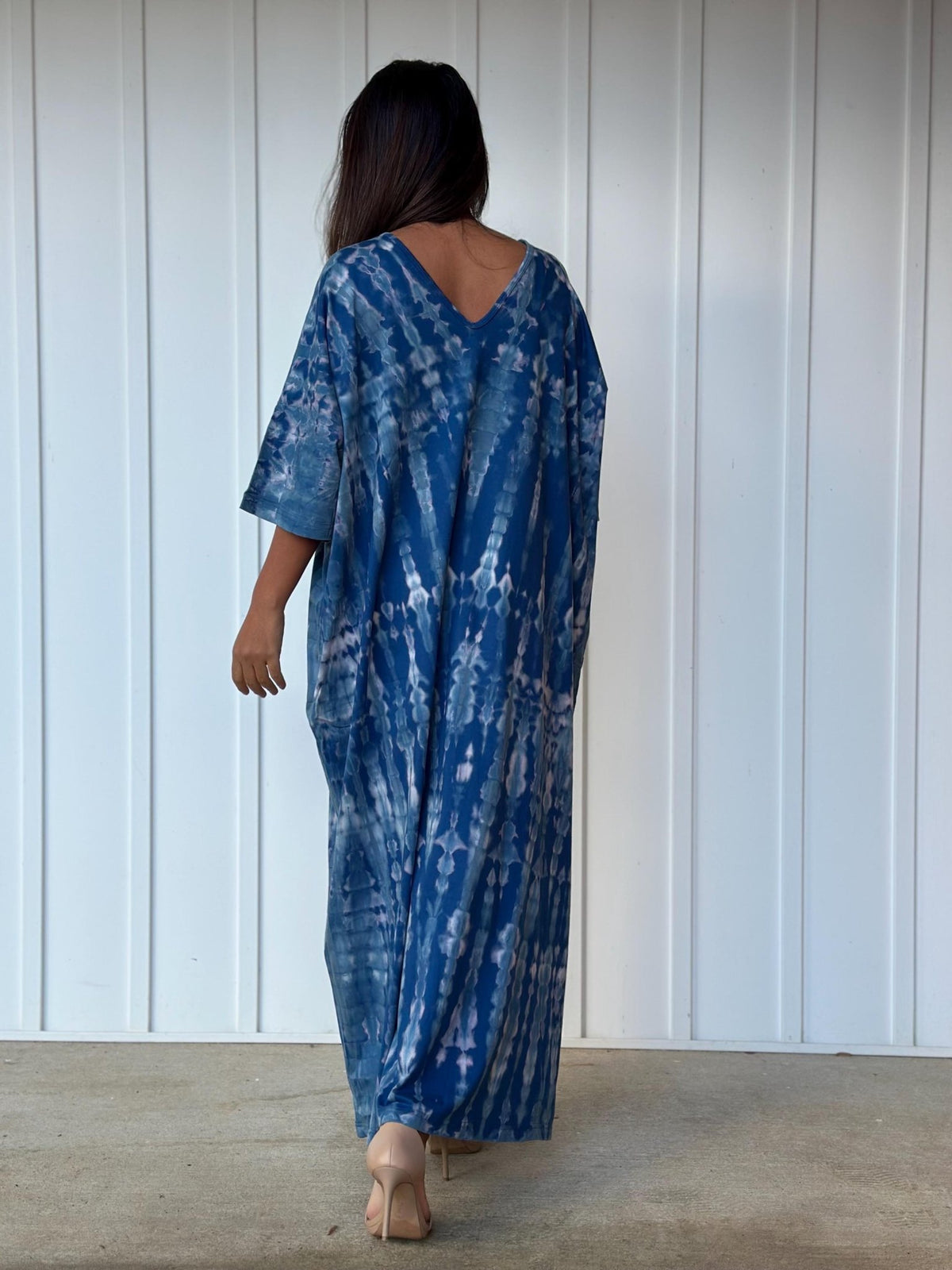 Mala Handworks Olivia Cotton Kaftan in Blue Tie Dye