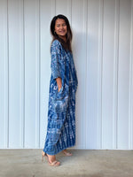 Mala Handworks Olivia Cotton Kaftan in Blue Tie Dye