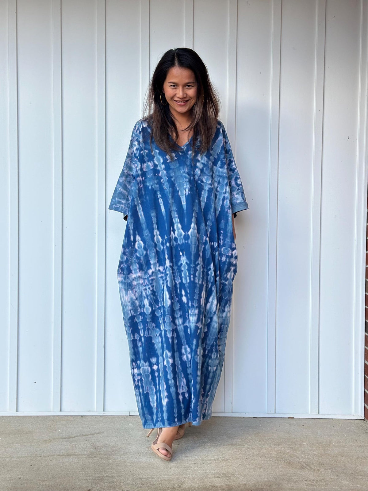 Mala Handworks Olivia Cotton Kaftan in Blue Tie Dye