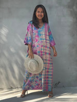 Mala Handworks Olivia Cotton Kaftan in Bubblegum Rainbow Tie Dye
