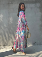 Mala Handworks Olivia Cotton Kaftan in Bubblegum Rainbow Tie Dye
