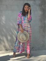 Mala Handworks Olivia Cotton Kaftan in Bubblegum Rainbow Tie Dye