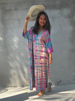 Mala Handworks Olivia Cotton Kaftan in Bubblegum Rainbow Tie Dye