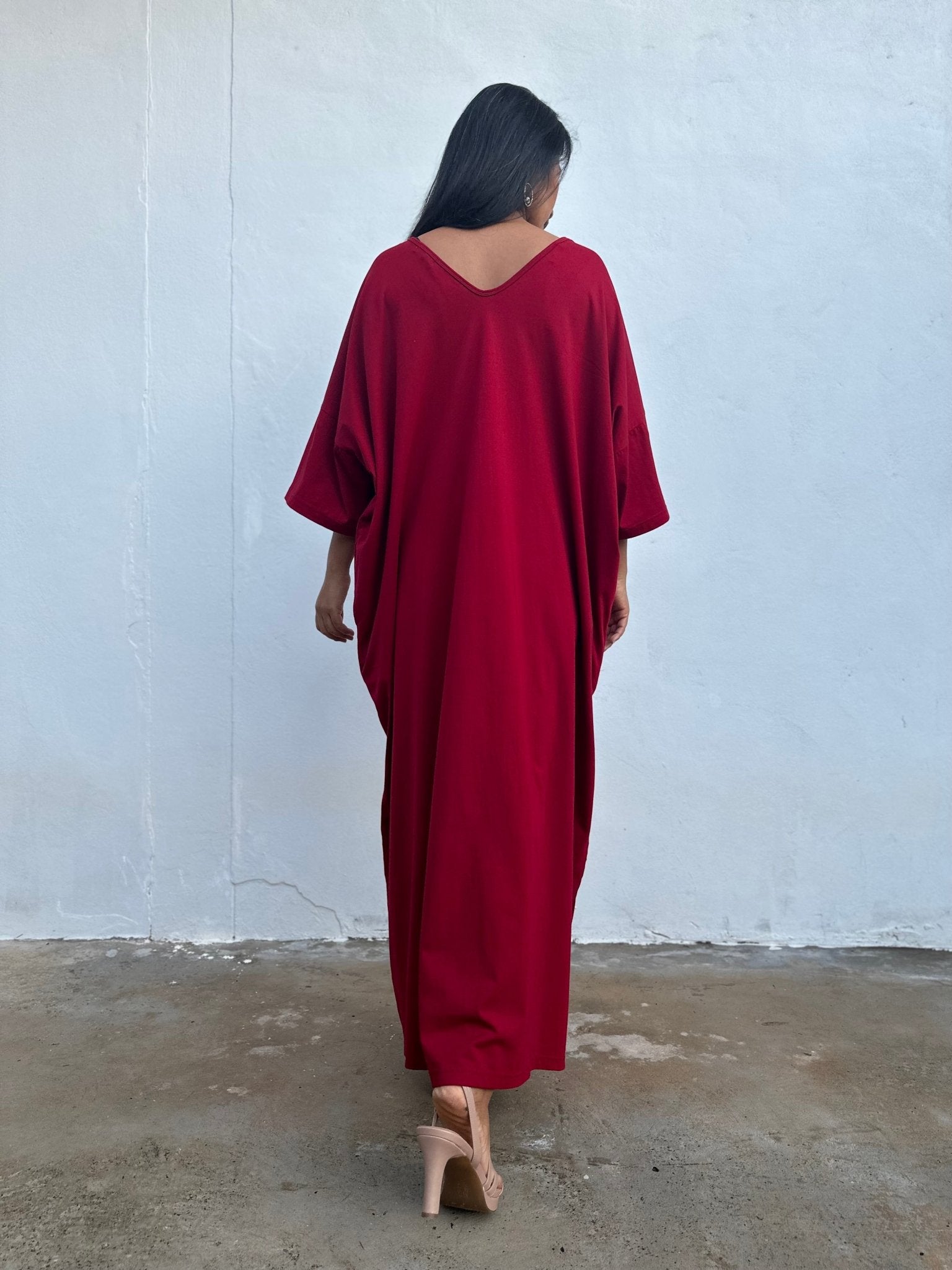 Olivia Cotton Kaftan in Cherry - Mala Handworks