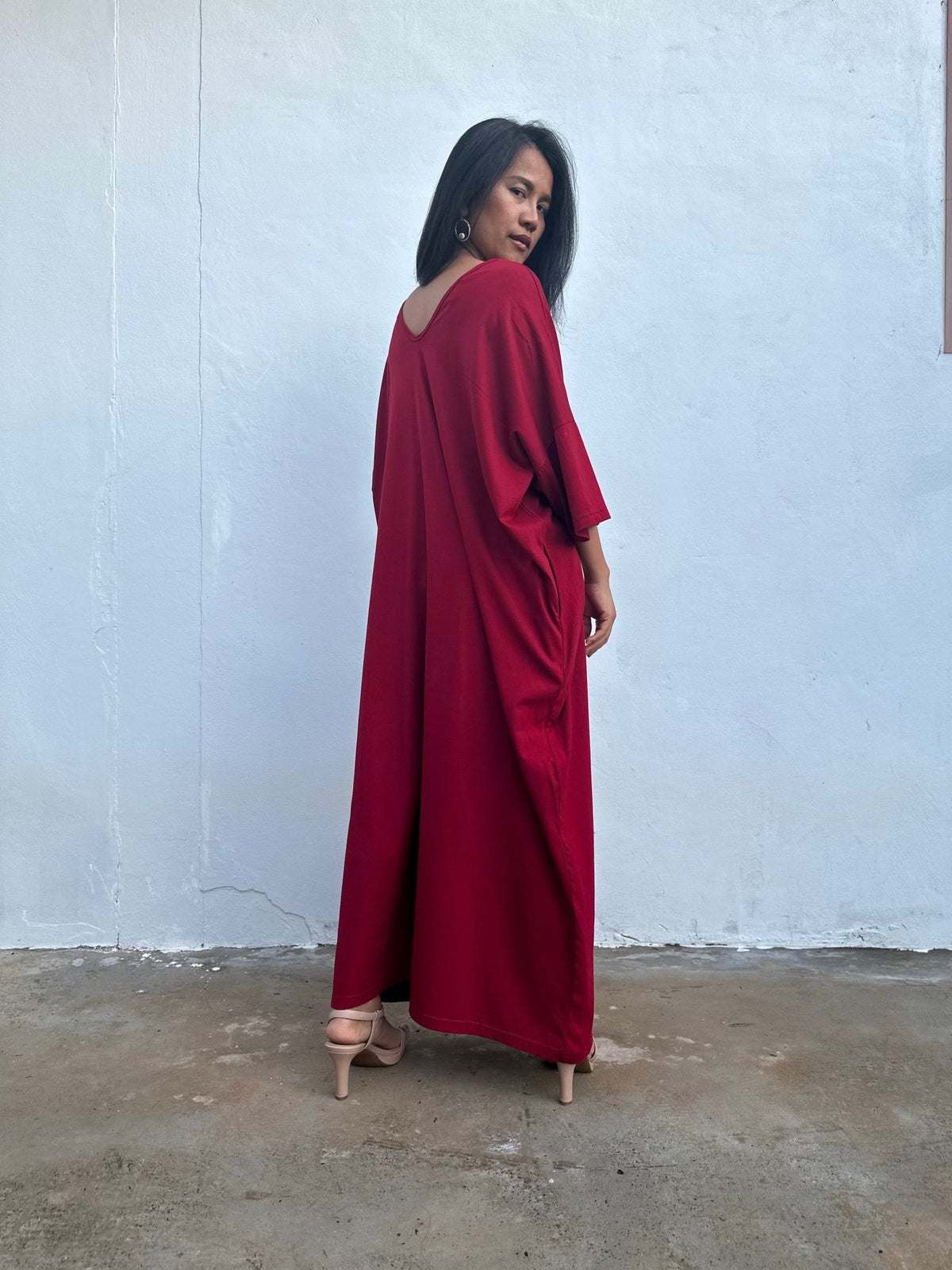 Olivia Cotton Kaftan in Cherry - Mala Handworks