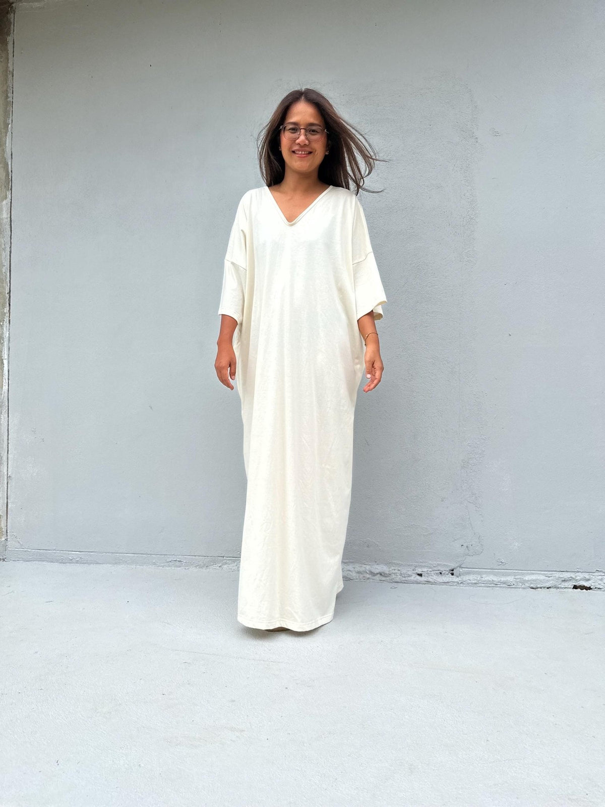 Mala Handworks Olivia Cotton Kaftan in Cream