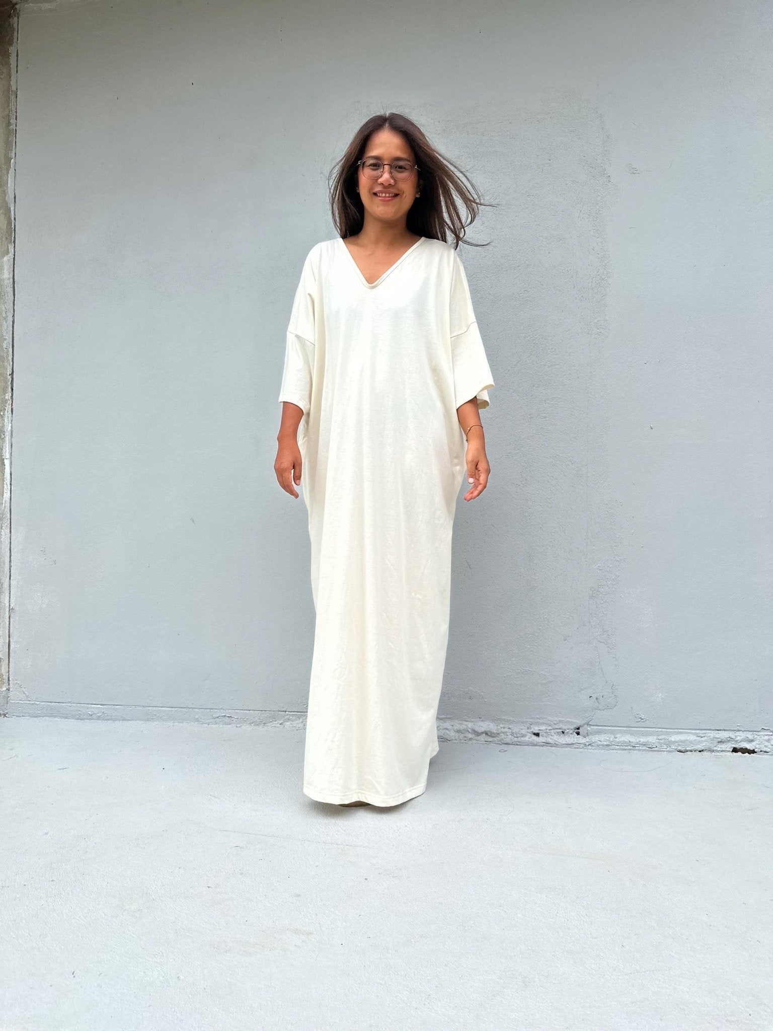 Mala Handworks Olivia Cotton Kaftan in Cream
