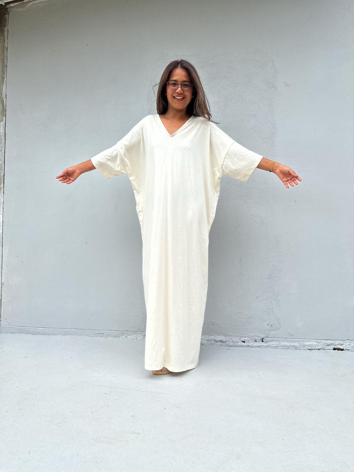 Mala Handworks Olivia Cotton Kaftan in Cream