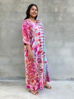 Mala Handworks Olivia Cotton Kaftan in Fuchsia and Aqua Tie Dye
