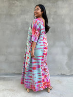 Mala Handworks Olivia Cotton Kaftan in Fuchsia and Aqua Tie Dye