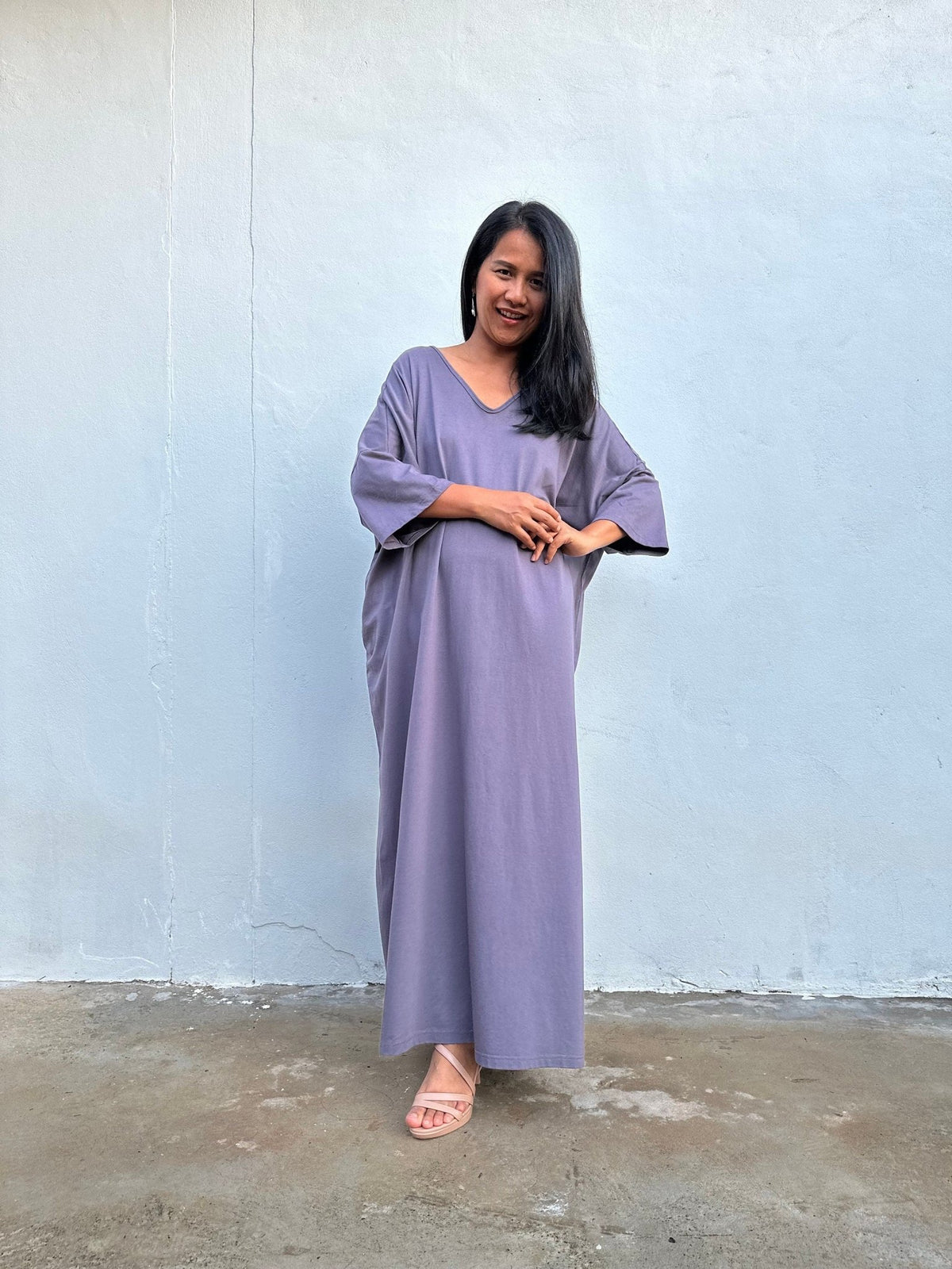 Mala Handworks Olivia Cotton Kaftan in Gray