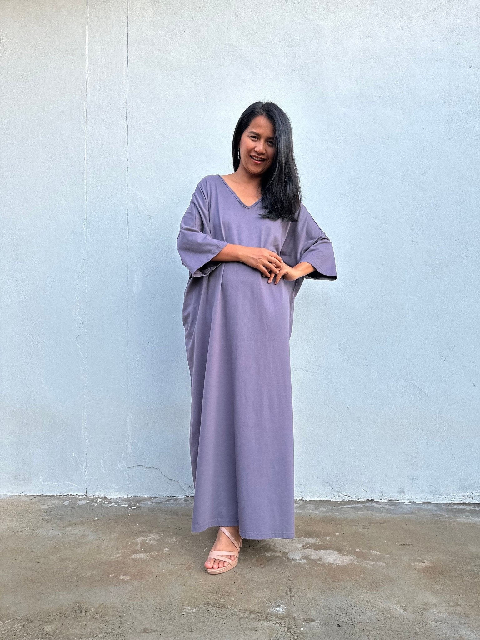 Mala Handworks Olivia Cotton Kaftan in Gray