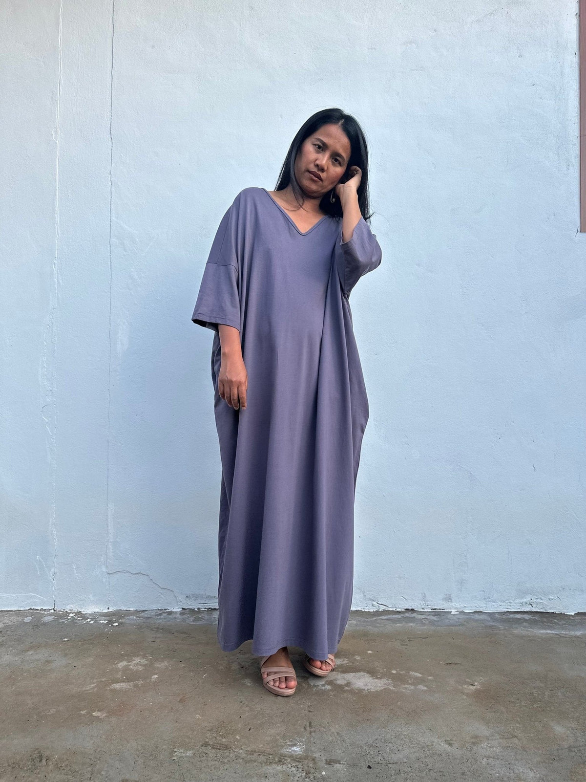 Mala Handworks Olivia Cotton Kaftan in Gray
