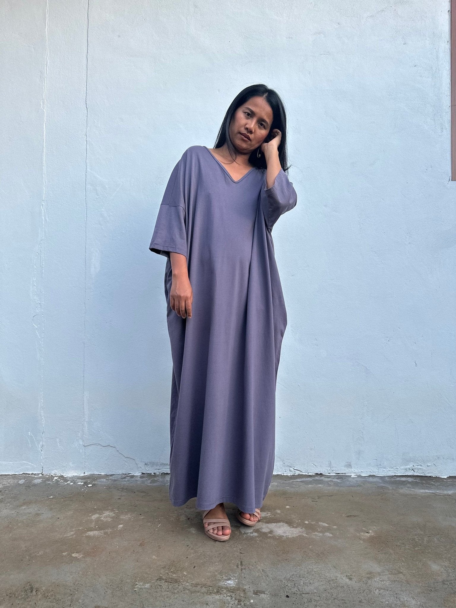 Mala Handworks Olivia Cotton Kaftan in Gray