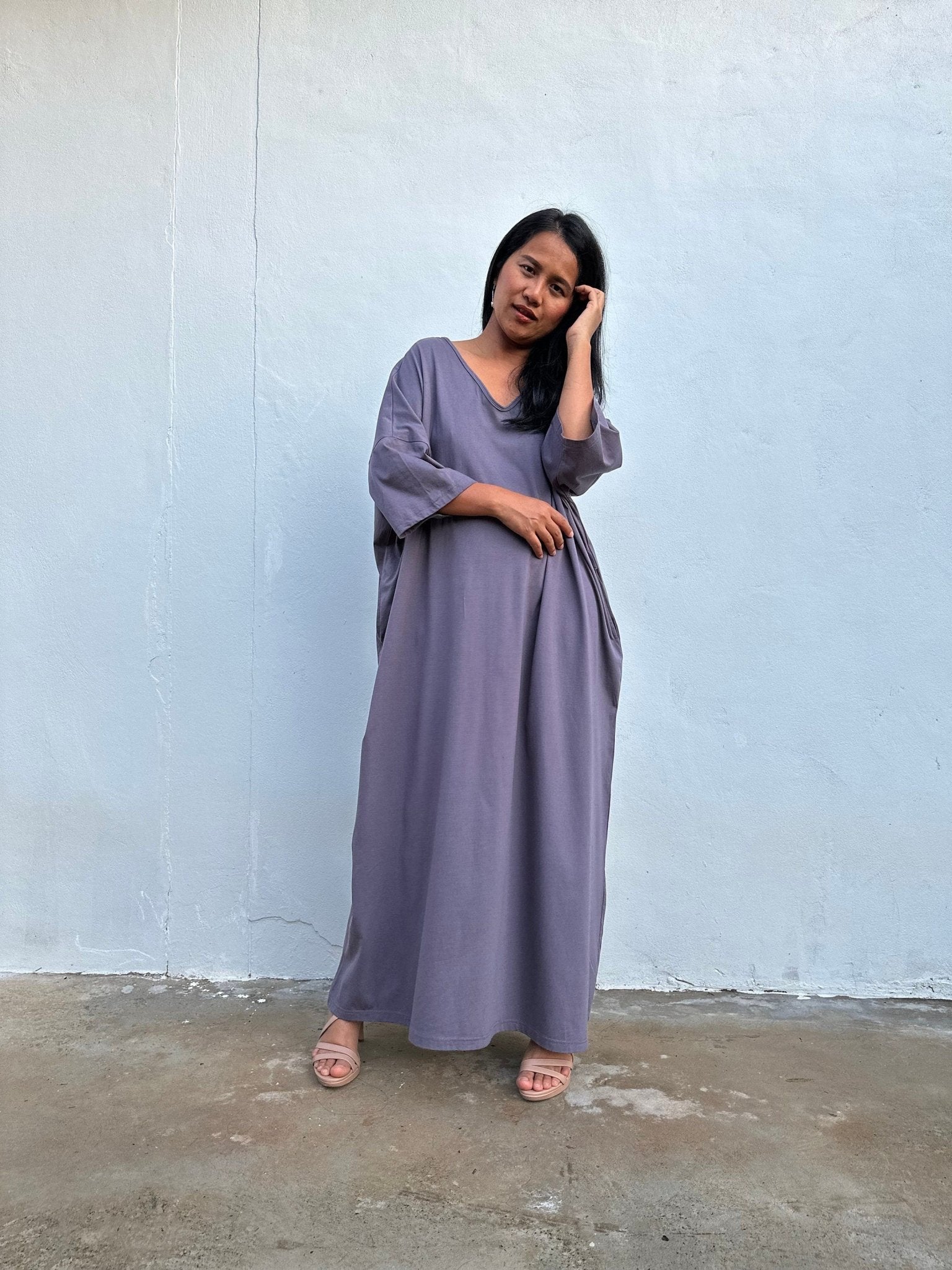 Mala Handworks Olivia Cotton Kaftan in Gray