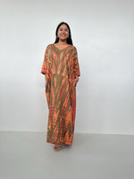 Mala Handworks Olivia Cotton Kaftan in Olive and Bronze Tie Dye
