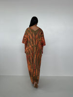 Mala Handworks Olivia Cotton Kaftan in Olive and Bronze Tie Dye