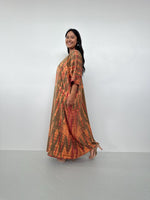 Mala Handworks Olivia Cotton Kaftan in Olive and Bronze Tie Dye