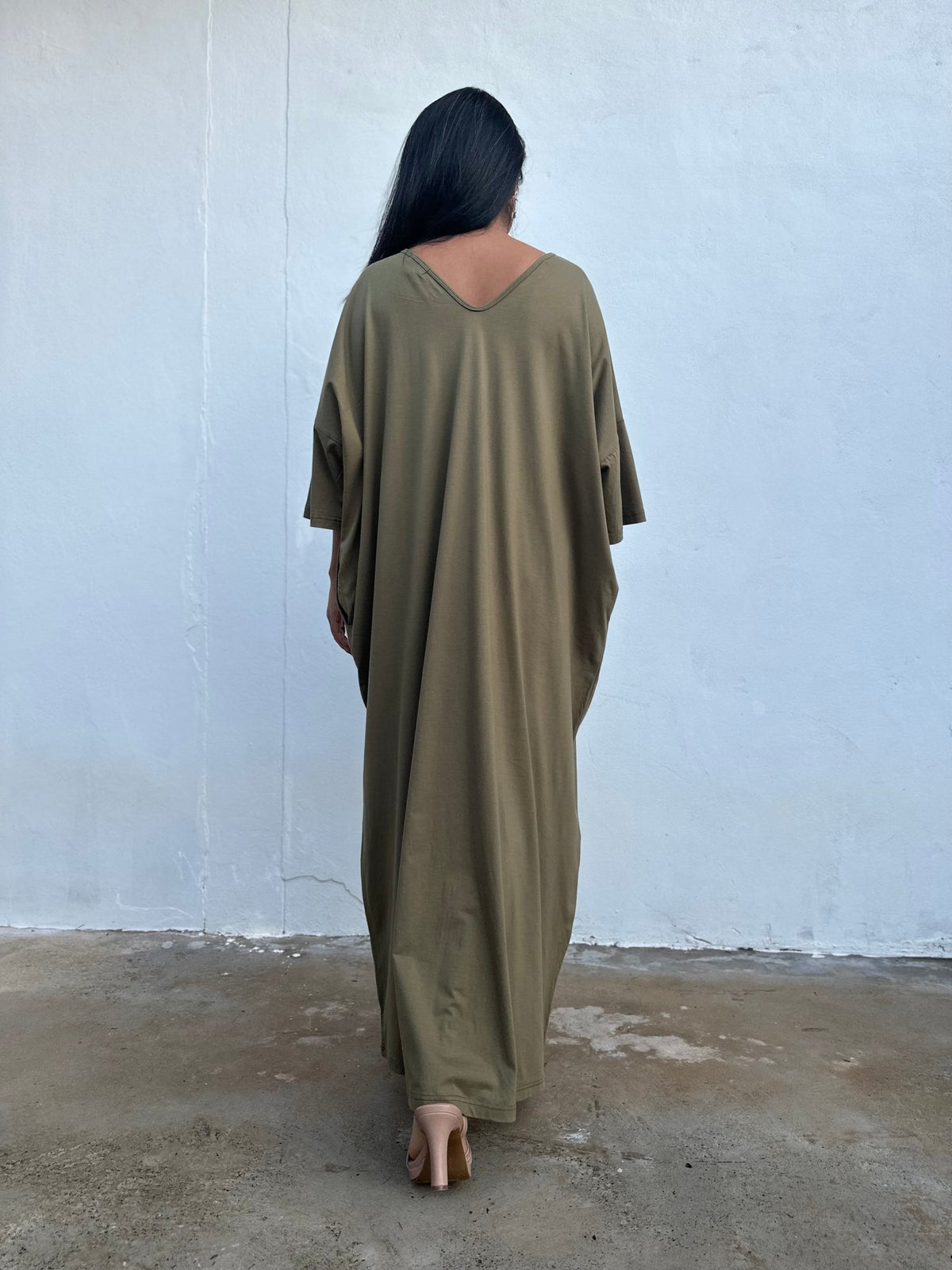Olivia Cotton Kaftan in Olive - Mala Handworks