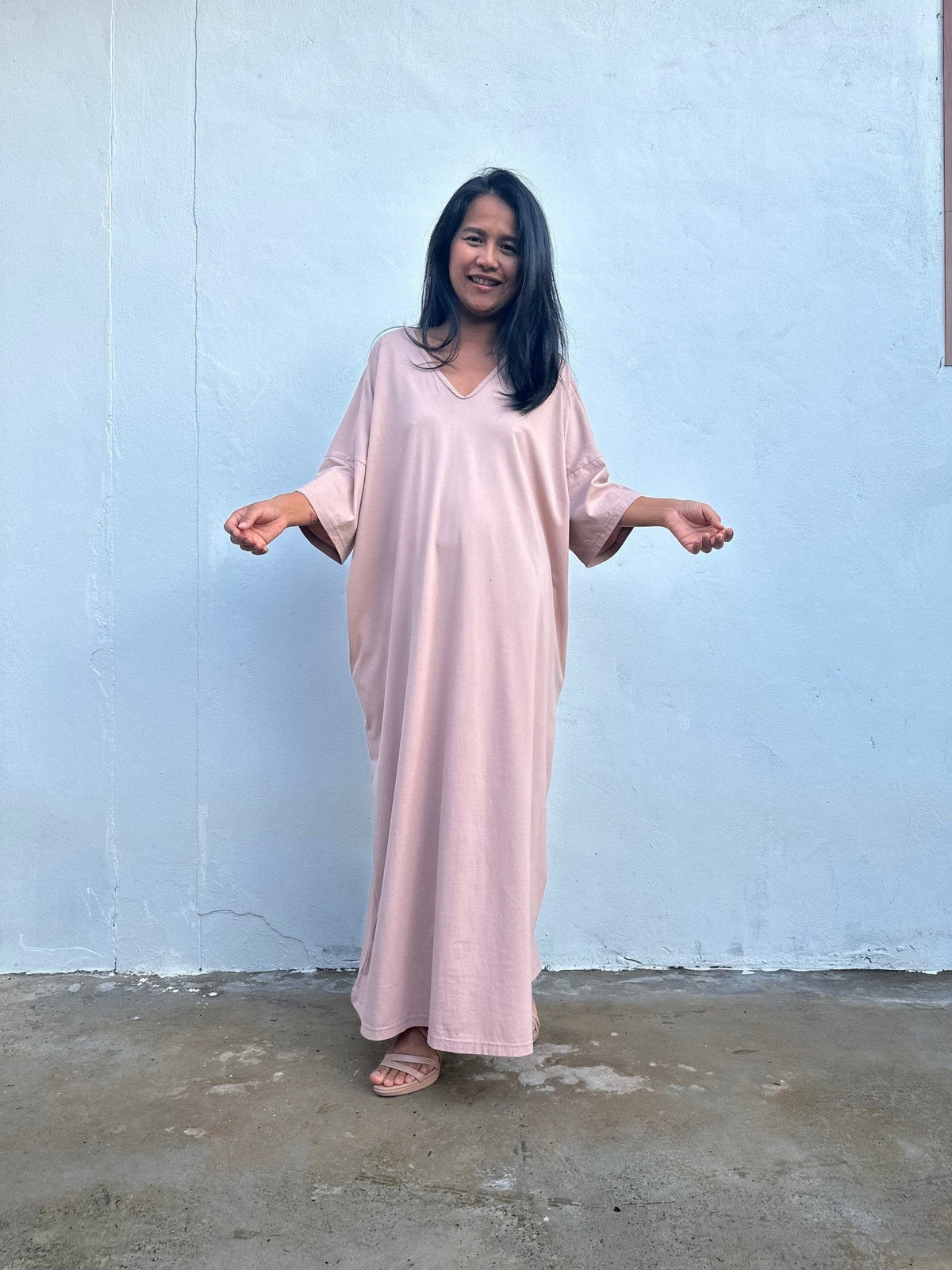 Mala Handworks Olivia Cotton Kaftan in Peach