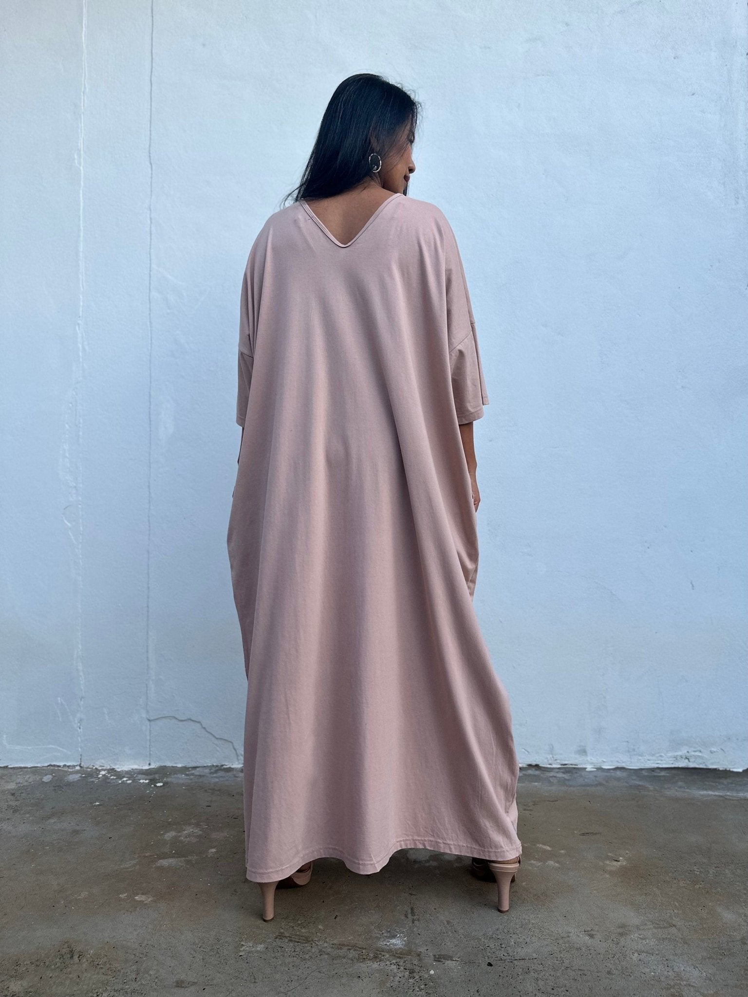 Mala Handworks Olivia Cotton Kaftan in Peach