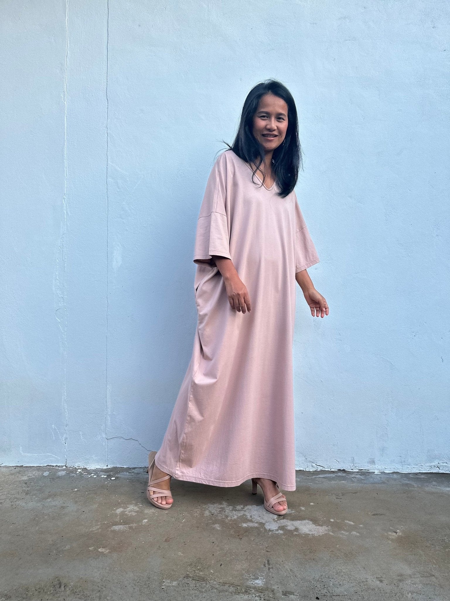 Mala Handworks Olivia Cotton Kaftan in Peach