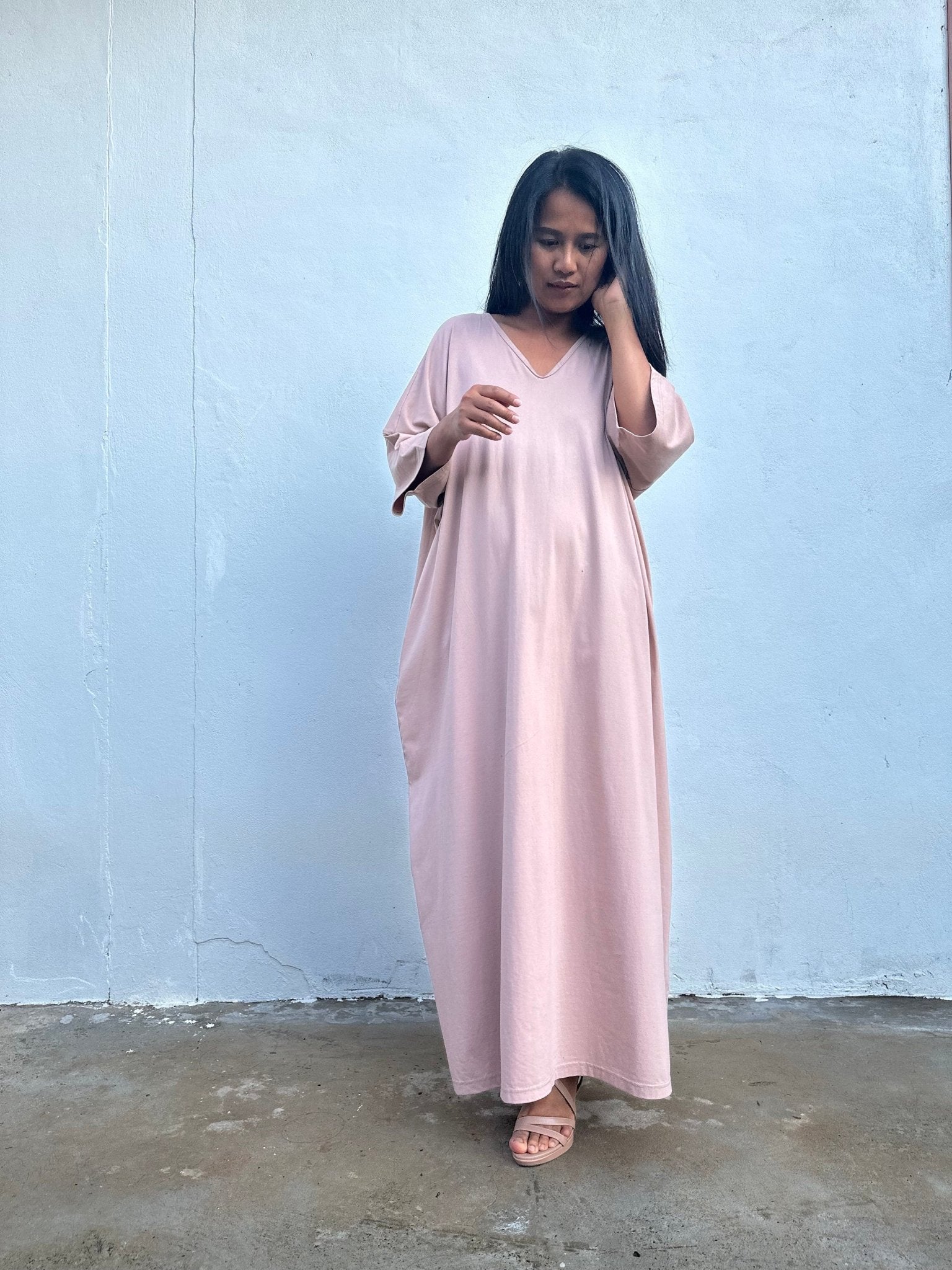 Mala Handworks Olivia Cotton Kaftan in Peach