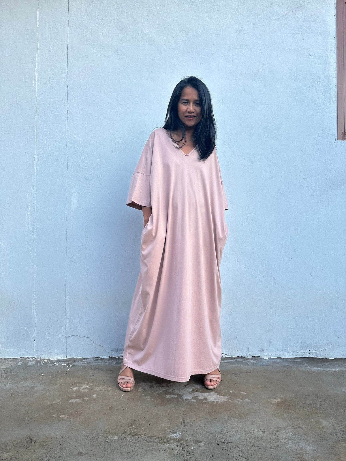 Mala Handworks Olivia Cotton Kaftan in Peach