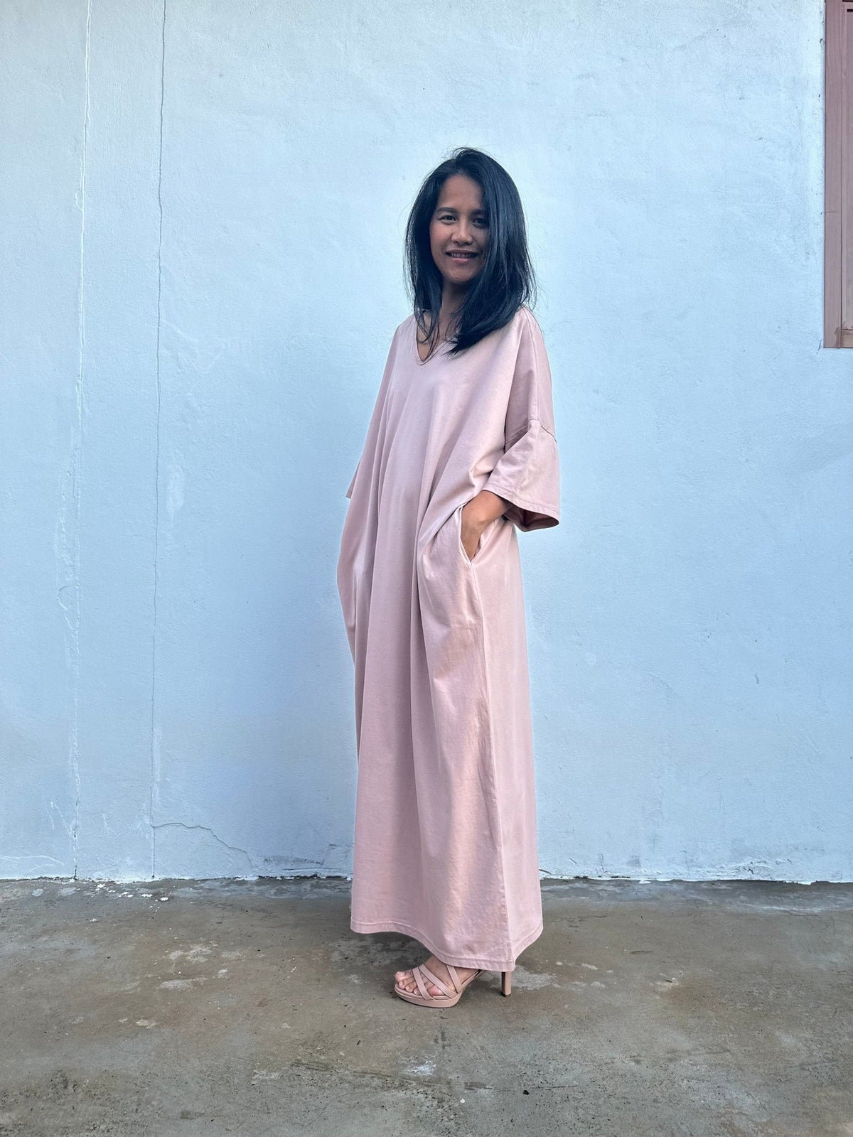 Mala Handworks Olivia Cotton Kaftan in Peach