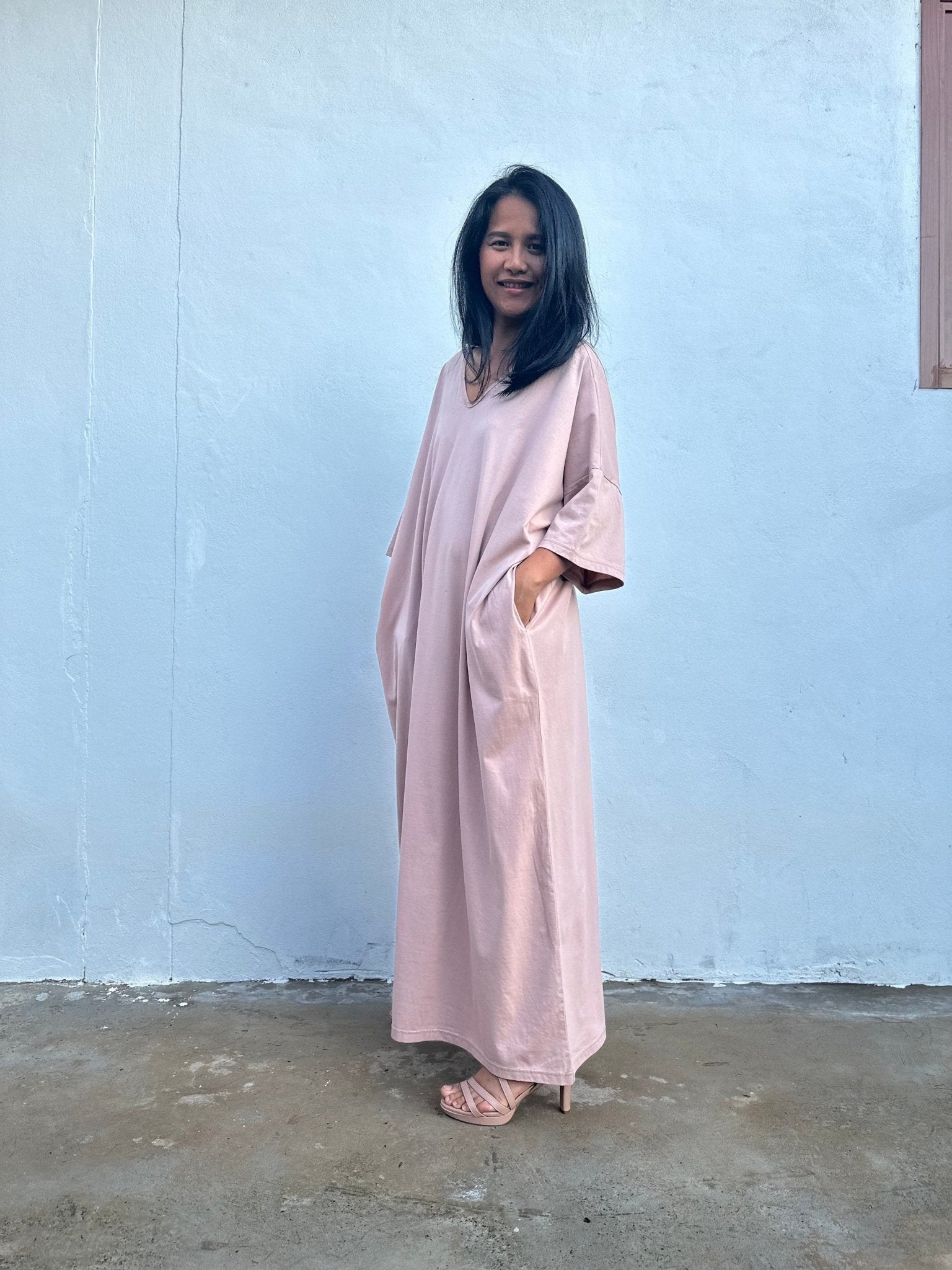 Mala Handworks Olivia Cotton Kaftan in Peach