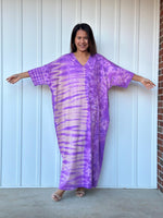 Mala Handworks Olivia Cotton Kaftan in Purple Tie Dye