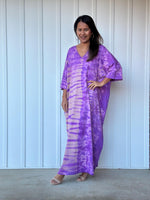 Mala Handworks Olivia Cotton Kaftan in Purple Tie Dye