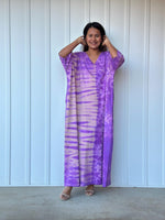 Mala Handworks Olivia Cotton Kaftan in Purple Tie Dye