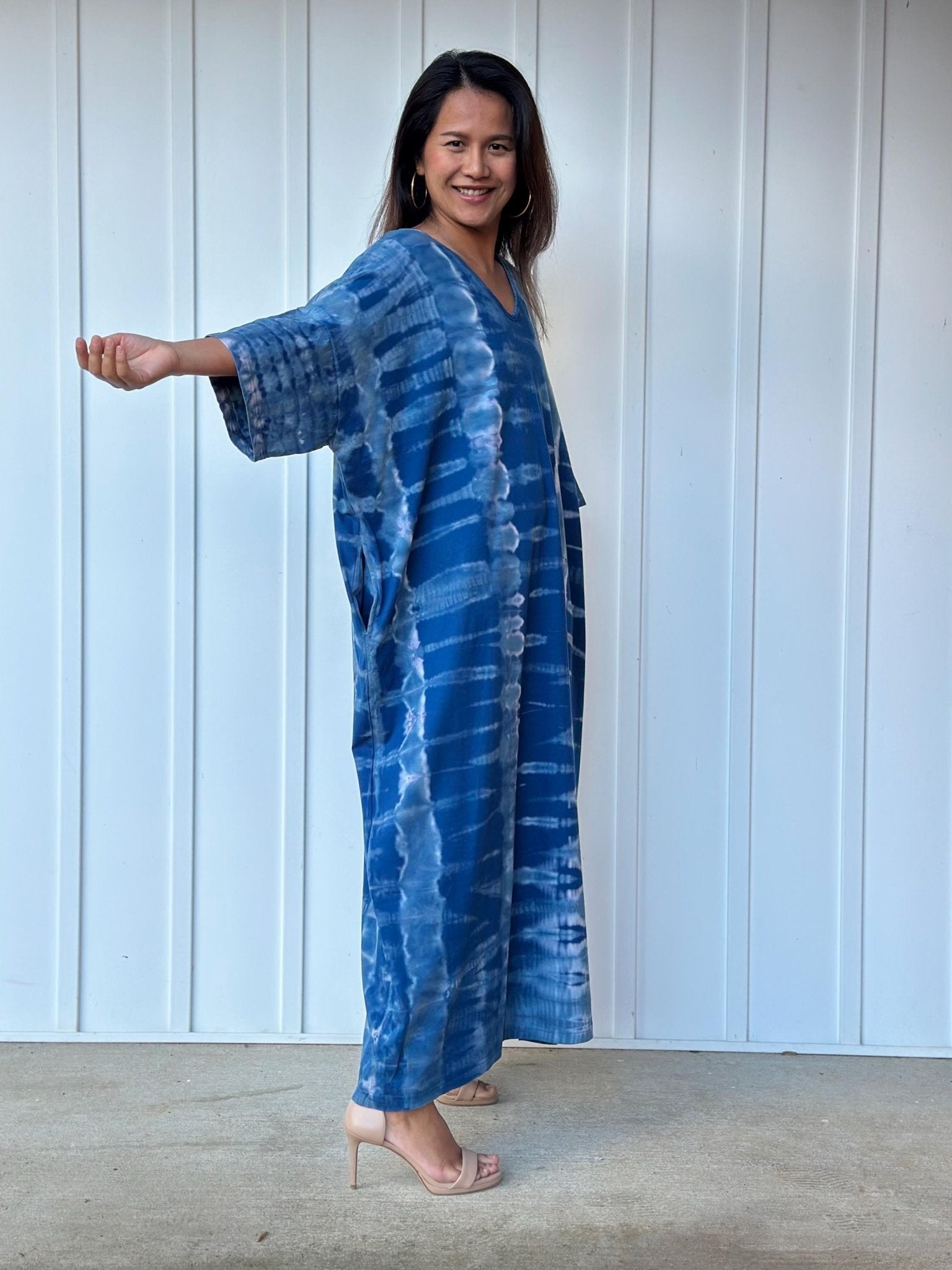 Mala Handworks Olivia Cotton Kaftan in Sapphire Tie Dye