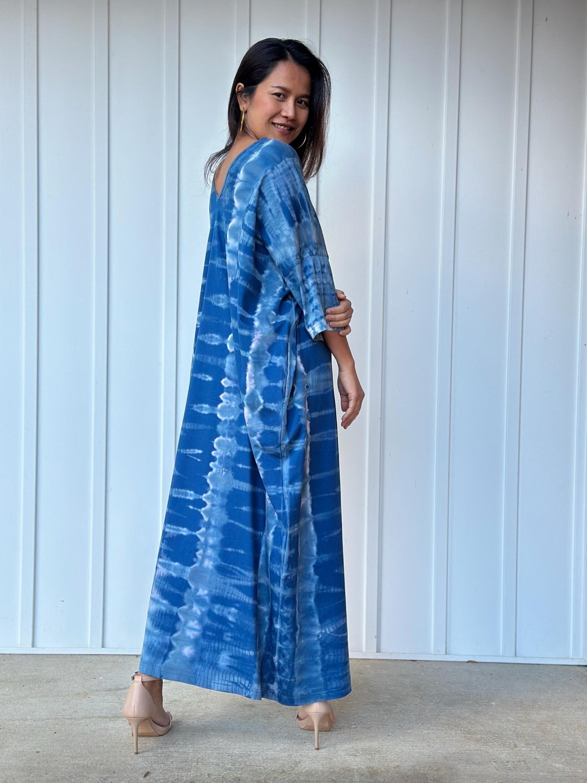 Mala Handworks Olivia Cotton Kaftan in Sapphire Tie Dye