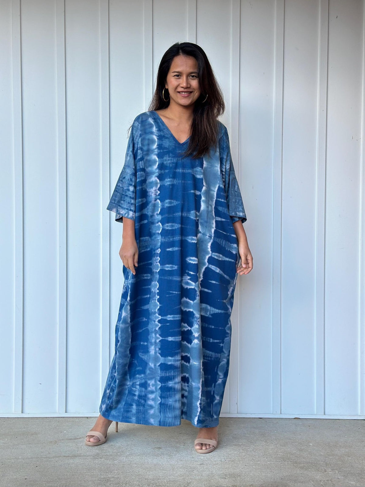 Mala Handworks Olivia Cotton Kaftan in Sapphire Tie Dye