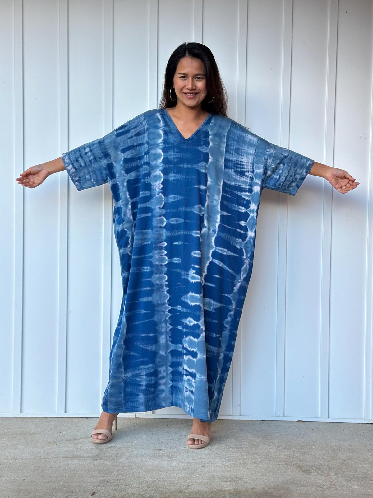 Mala Handworks Olivia Cotton Kaftan in Sapphire Tie Dye